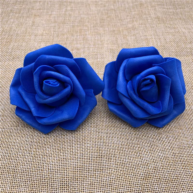 Lightingsky 3 x 1.6 x 3 inches 100pcs DIY Real Touch 3D Artificial Foam Rose Head Without Stem for Wedding Party Home Decoration (Deep Blue) - Image 3